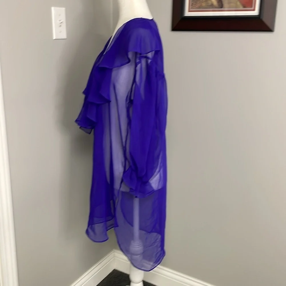 Victoria's Secret Sheer Sexy Lingerie Cover up long sleeve Ruffle Vintage 90s - Picture 3 of 5